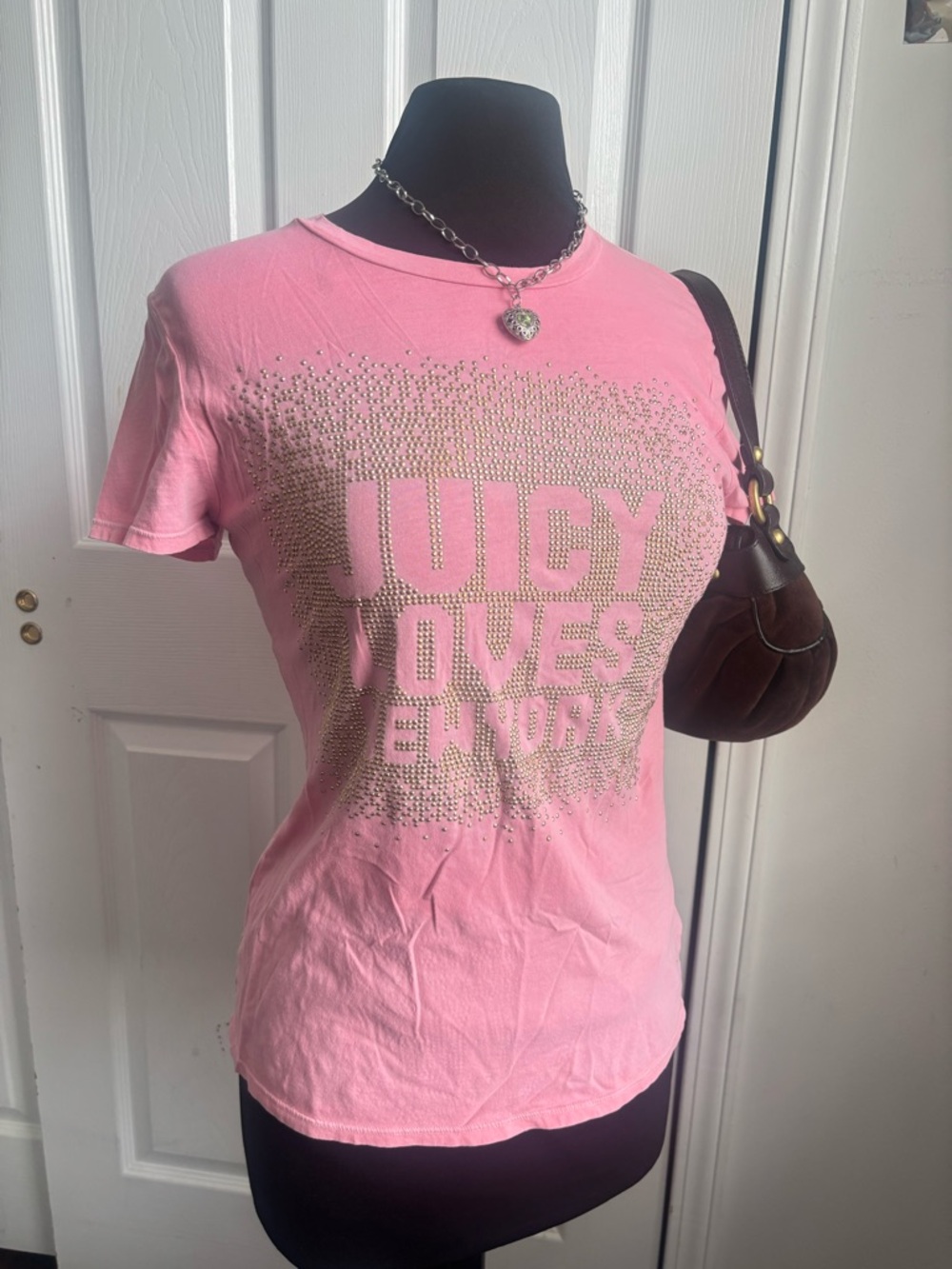 Juicy Couture Pink Rhinestone 'Juicy Loves New York' Tee